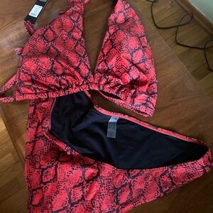 Fashion Nova Sand in my hair wrap bikini, red, size 2X